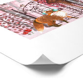 Cute Pink Winter Woodland Animals Holiday Poster (Ecke)