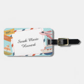 Cute Pink Yellow Blue Customizable Identification  Gepäckanhänger (Vorderseite horizontal)