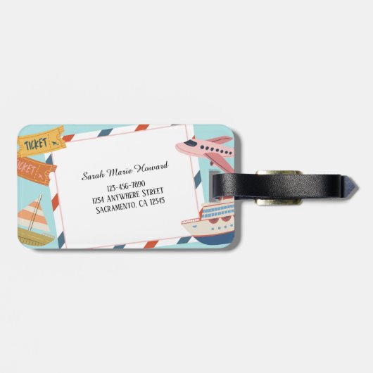 Cute Pink Yellow Blue Customizable Identification  Gepäckanhänger (Rückseite horizontal)