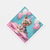 Cute Pink Yorkie Birthday Serviette (Ecke)
