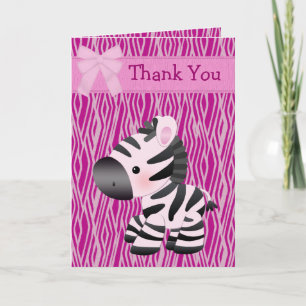 Cute Pink Zebra & Cupcake (inside) Thank You Card Dankeskarte