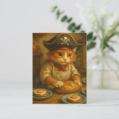 Cute Pirate Cat Baker Postkarte (Stehend Vorderseite)