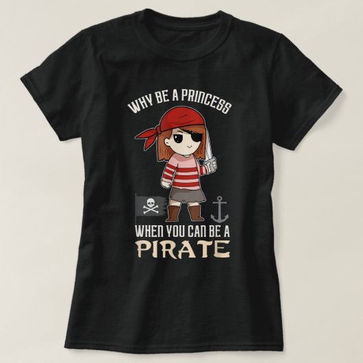 Cute Pirate Girl Empowerment Design T-Shirt (Design vorne)