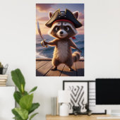 Cute Pirate Raccoon Adventure Art Poster (Heimbüro)
