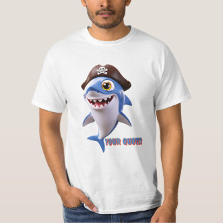 Cute Pirate Shark Cartoon – 3D Kids Illustration T-Shirt