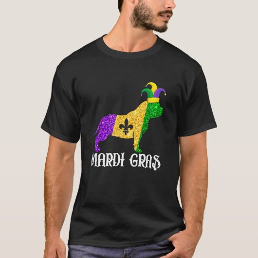 Cute Pitbull Dog Lover Mardi Gras Party Jester Mas T-Shirt (Vorderseite)
