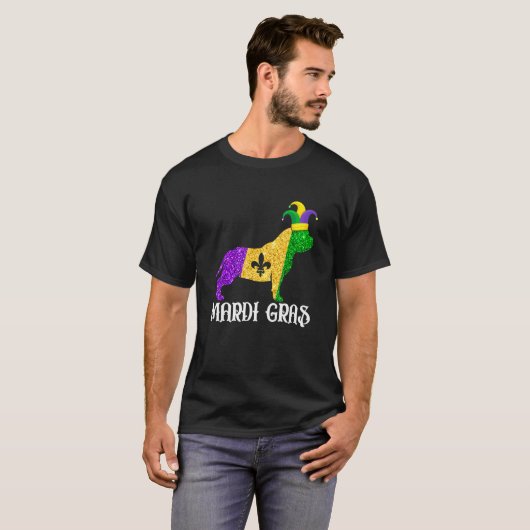 Cute Pitbull Dog Lover Mardi Gras Party Jester Mas T-Shirt (Vorne ganz)