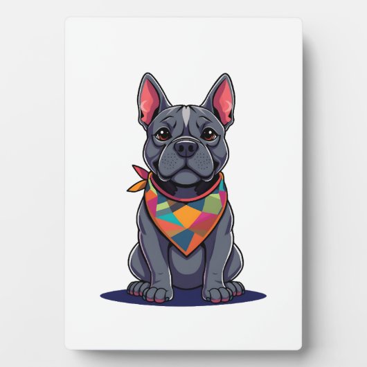 Cute Pitbull Frenchie Dog with Bandana Art Fotoplatte (Vorderseite)
