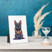 Cute Pitbull Frenchie Dog with Bandana Art Fotoplatte (Seite)