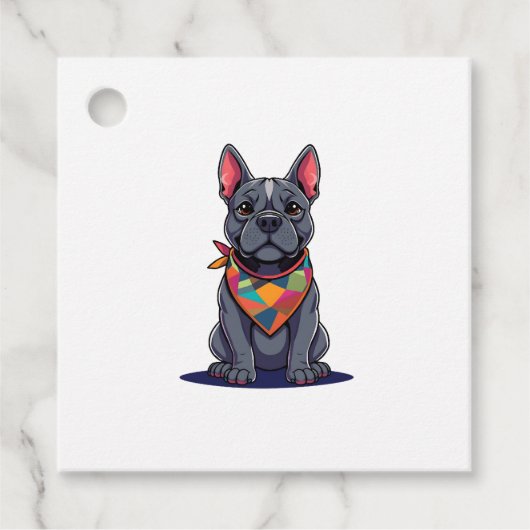 Cute Pitbull Frenchie Dog with Bandana Art Geschenkanhänger (Vorderseite)