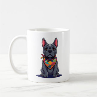 Cute Pitbull Frenchie Dog with Bandana Art Kaffeetasse