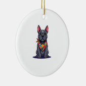 Cute Pitbull Frenchie Dog with Bandana Art Keramik Ornament (Rechts)