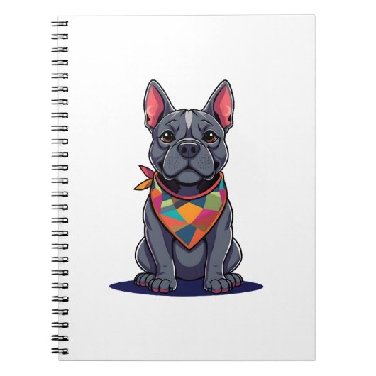 Cute Pitbull Frenchie Dog with Bandana Art Notizblock (Vorderseite)