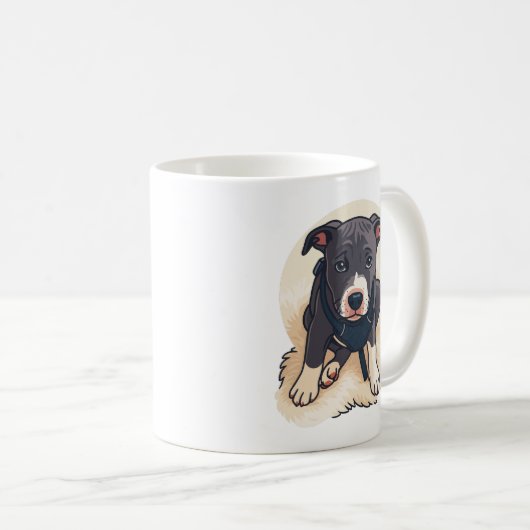 Cute Pitbull Puppy Dog Cartoon Design Kaffeetasse (VorderseiteRechts)