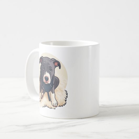 Cute Pitbull Puppy Dog Cartoon Design Kaffeetasse (Vorderseite Links)