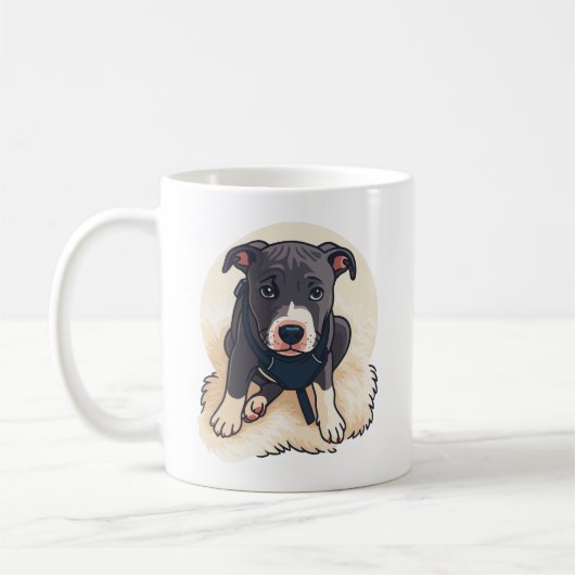 Cute Pitbull Puppy Dog Cartoon Design Kaffeetasse (Links)