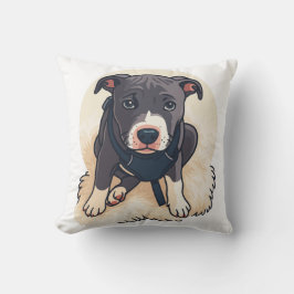 Cute Pitbull Puppy Dog Cartoon Design Kissen