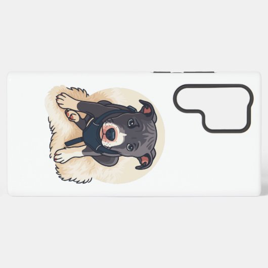 Cute Pitbull Puppy Dog Cartoon Design Samsung Galaxy Hülle (Rückseite (Horizontal))