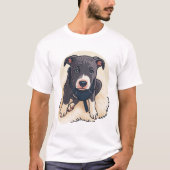 Cute Pitbull Puppy Dog Cartoon Design T-Shirt (Vorderseite)
