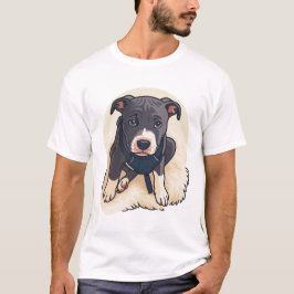 Cute Pitbull Puppy Dog Cartoon Design T-Shirt