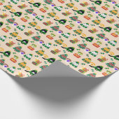 Cute Pixel Cats in Christmas Tree Costumes Geschenkpapier (Ecke)