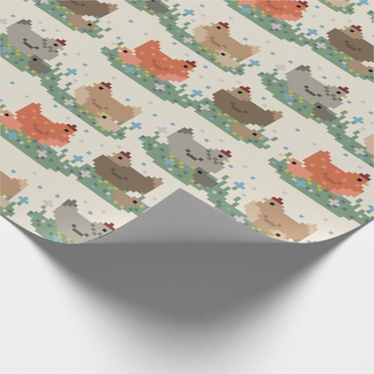 Cute Pixel Chickens Pattern Geschenkpapier (Ecke)