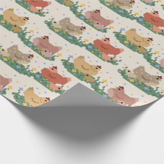 Cute Pixel Chickens Pattern Geschenkpapier