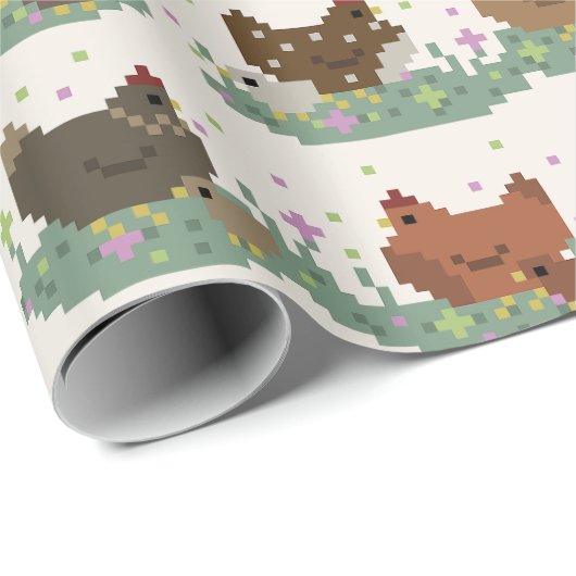 Cute Pixel Chickens Pattern Geschenkpapier (Rolleneckpunkt)