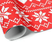 Cute Pixel Fairisle Heart Pattern Festive Red Geschenkpapier (Rolleneckpunkt)