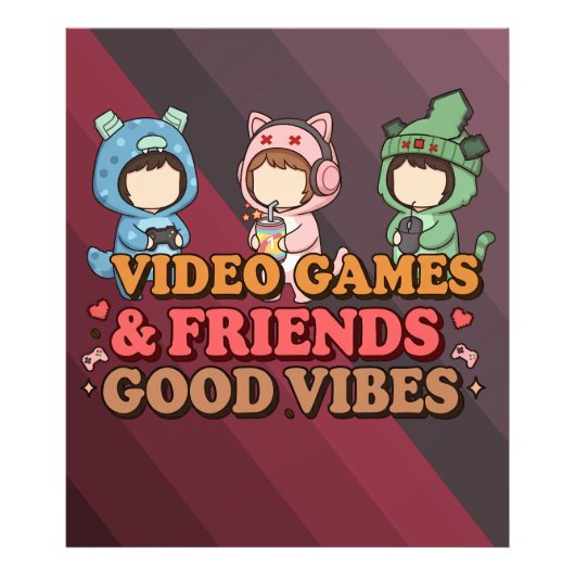 Cute Pixel Gamer Friends Art Piece Fotodruck (Vorne)
