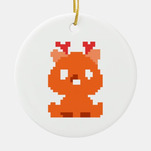 Cute pixeled deer baby playing cards drawstring ba keramik ornament (Vorne)