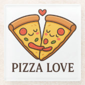 Cute Pizza Love Sticker Glasuntersetzer (Vorderseite)