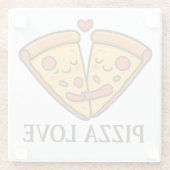 Cute Pizza Love Sticker Glasuntersetzer (Rückseite)