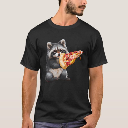 Cute Pizza Raccoon T-Shirt (Vorderseite)