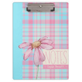 Cute plaid  pastel pink Daisy Notes Notebook  Klemmbrett (Vorderseite)