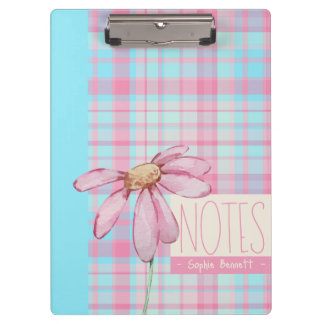 Cute plaid  pastel pink Daisy Notes Notebook  Klemmbrett