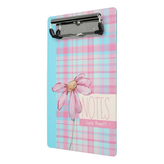 Cute plaid pastel pink Daisy Notes Notebook Mini Klemmbrett (Gewinkelt2)