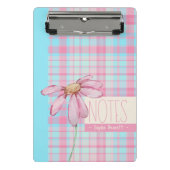Cute plaid pastel pink Daisy Notes Notebook Mini Klemmbrett (Vorderseite)
