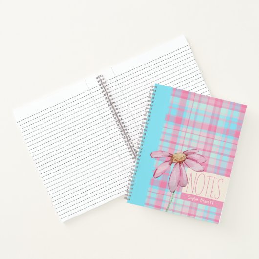Cute plaid  pastel pink Daisy Notes Notebook  Notizblock (Innenseite)