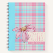 Cute plaid  pastel pink Daisy Notes Notebook  Notizblock (Vorderseite)