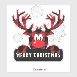 Cute Plaid Reindeer Merry Christmas Holiday Vinyl Aufkleber