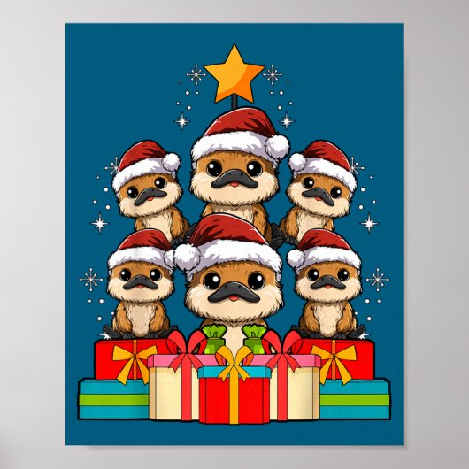 Cute Platypus Le Christmas Tree Xmas Hat Poster (Vorne)
