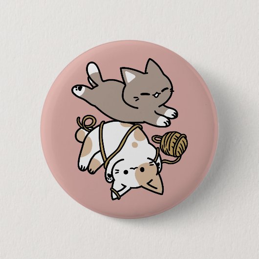 Cute Playful Cats Design – Fun Paws and Play Art Button (Vorderseite)