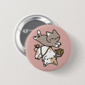 Cute Playful Cats Design – Fun Paws and Play Art Button (Vorne & Hinten)