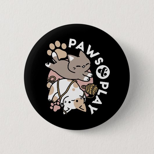 Cute Playful Cats Design – Fun Paws and Play Art Button (Vorderseite)