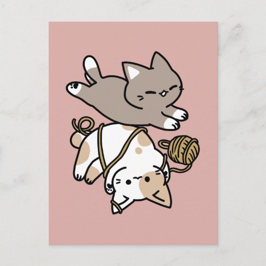Cute Playful Cats Design – Fun Paws and Play Art Postkarte (Vorderseite)