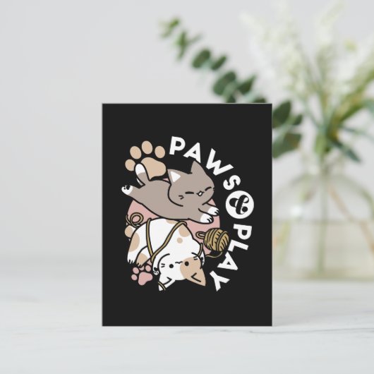 Cute Playful Cats Design – Fun Paws and Play Art Postkarte (Stehend Vorderseite)