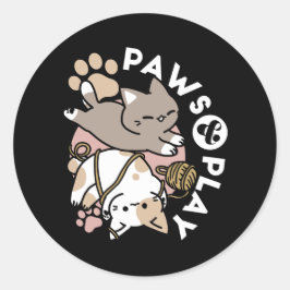 Cute Playful Cats Design – Fun Paws and Play Art Runder Aufkleber