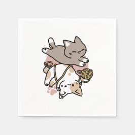 Cute Playful Cats Design – Fun Paws and Play Art Serviette