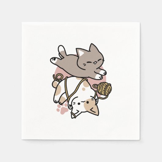 Cute Playful Cats Design – Fun Paws and Play Art Serviette (Vorderseite)